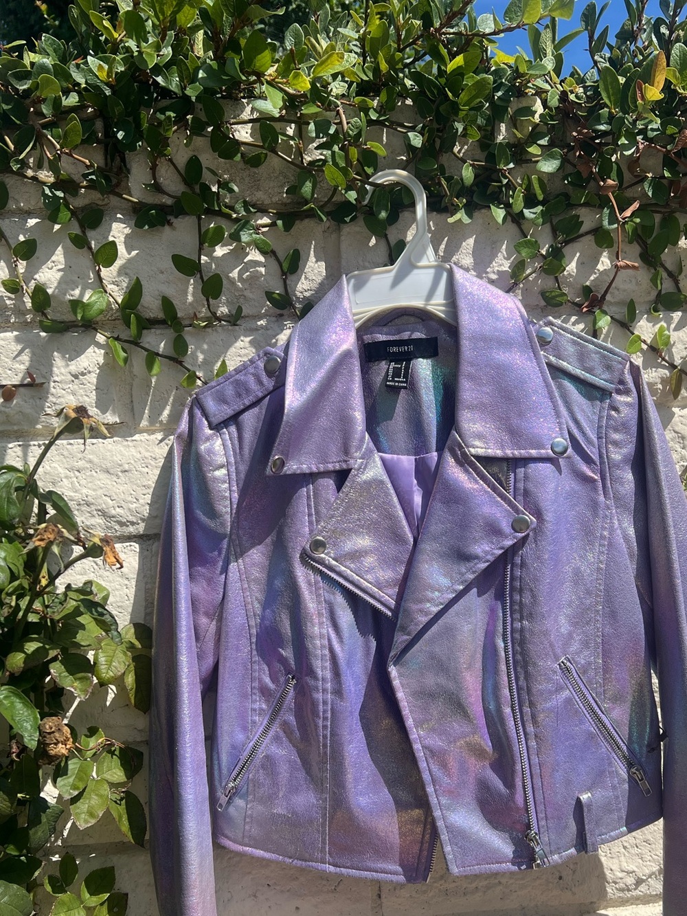 Holographic Iridescent purple Moto Purple Party Jacket Forever 21